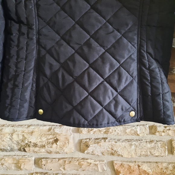 Crown & Ivy Lightweight Quilted Puffer Jacket Black Sz Small Flip Cuff Gold Snap - Picture 6 of 14